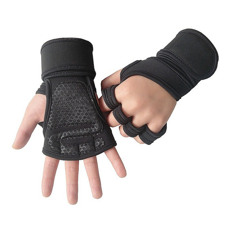 Fitness weightlifting anti-skid riding hard pull half finger gloves