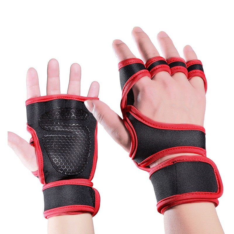 Fitness weightlifting anti-skid riding hard pull half finger gloves