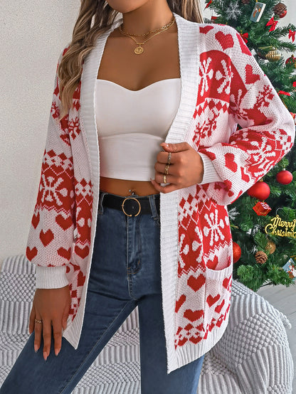 Feestelijke Oversized Kerst Cardigan met Hertmotief – Comfortabele Gebreide Trui voor Vrouwen