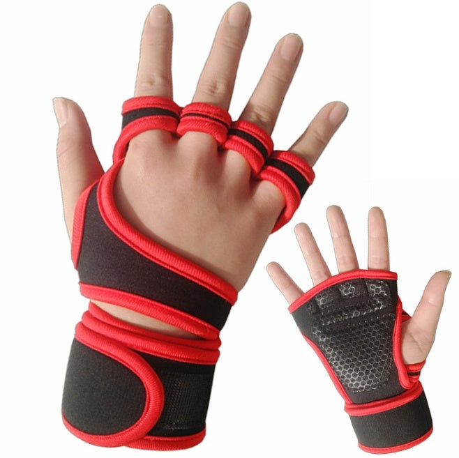 Fitness weightlifting anti-skid riding hard pull half finger gloves